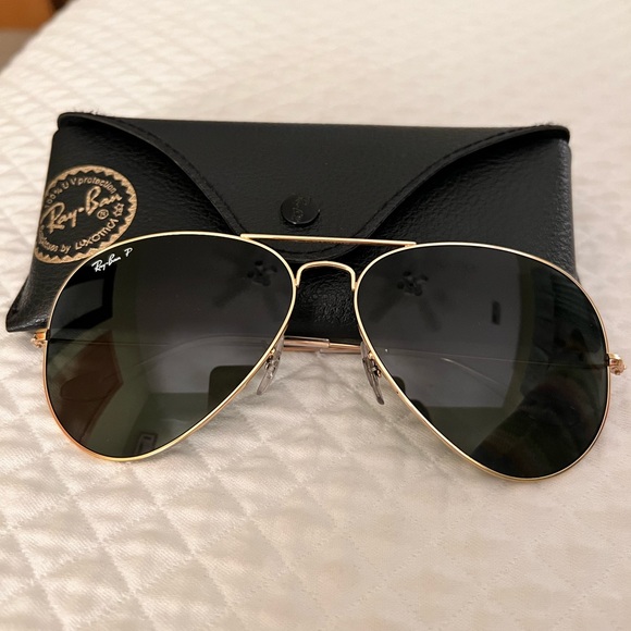 Ray-Ban Accessories - Ray Ban Aviator Polarized Sunglasses (Large Size / Green Lenses)